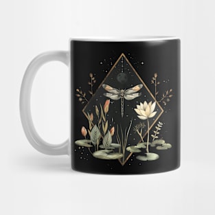 dragonfly diamond shape water plants Mug